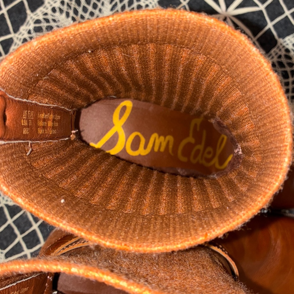 Sam Edelman Tan Marci Leather Heeled Pull -On Sock Boots, 8.5 - Picture 7 of 8